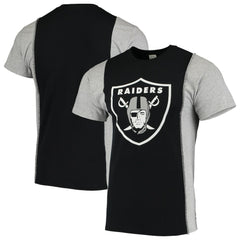 Las Vegas Raiders Refried Apparel Sustainable Upcycled Split T-Shirt - Black/Silver T-shirts
