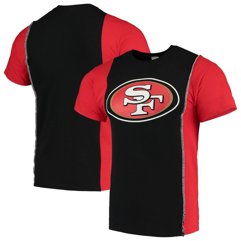 San Francisco 49ers Refried Apparel Sustainable Upcycled Split T-Shirt - Black/Scarlet T-shirts
