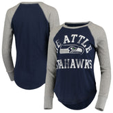 Seattle Seahawks Touch Women's Waffle Raglan Lightweight Long Sleeve T-Shirt - College Navy T-shirts