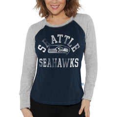 Seattle Seahawks Touch Women's Waffle Raglan Lightweight Long Sleeve T-Shirt - College Navy T-shirts
