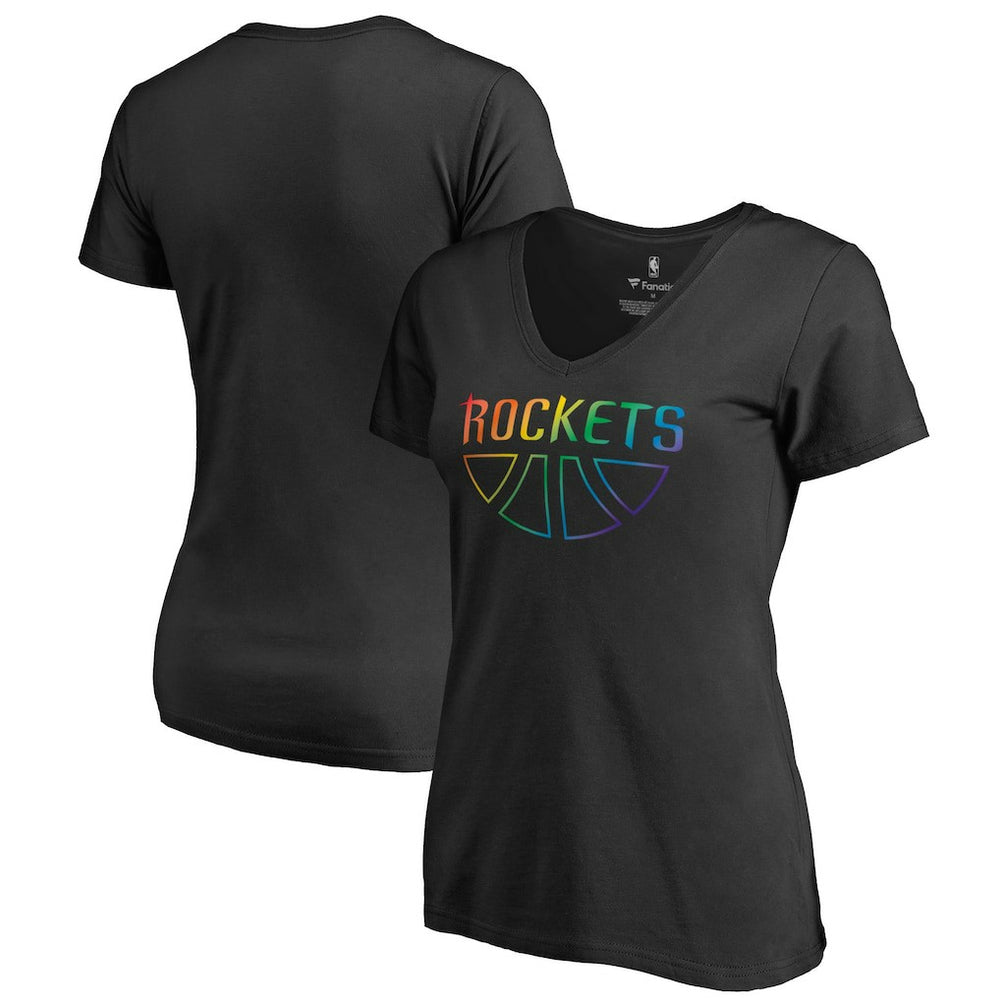 Houston Rockets Women's Team Pride Wordmark V-Neck T-Shirt Black