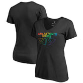 San Antonio Spurs Women's Team Pride Wordmark V-Neck T-Shirt Black