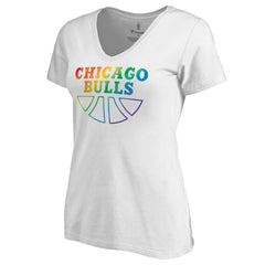 Chicago Bulls Women's Team Pride Wordmark V-Neck T-Shirt White outlet
