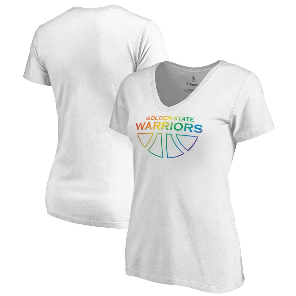 Golden State Warriors Women's Team Pride Wordmark V-Neck T-Shirt White
