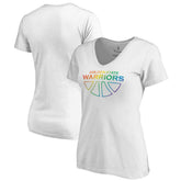Golden State Warriors Women's Team Pride Wordmark V-Neck T-Shirt White