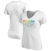 Memphis Grizzlies Women's Team Pride Wordmark V-Neck T-Shirt White outlet