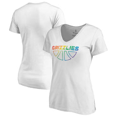 Memphis Grizzlies Women's Team Pride Wordmark V-Neck T-Shirt White outlet
