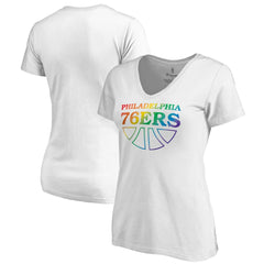 Philadelphia 76ers Women's Team Pride Wordmark V-Neck T-Shirt White outlet