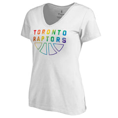 Toronto Raptors Women's Team Pride Wordmark V-Neck T-Shirt White outlet