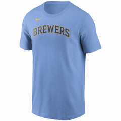 Christian Yelich Milwaukee Brewers Nike Name & Number T-Shirt - Light Blue T-shirts