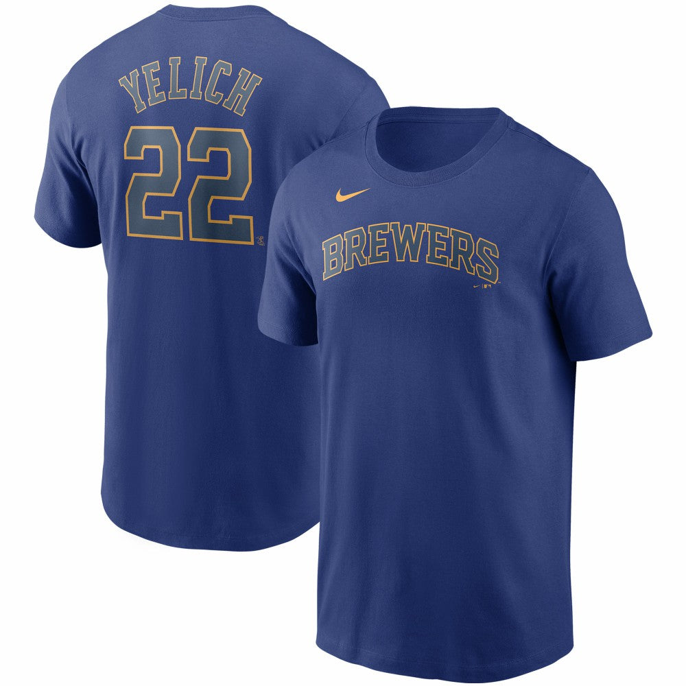 Christian Yelich Milwaukee Brewers Nike Name & Number T-Shirt - Royal T-shirts