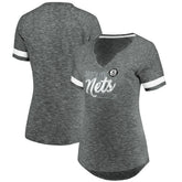 Brooklyn Nets Women's Showtime Winning With Pride Notch Neck T-Shirt Gray/White - Fanatics