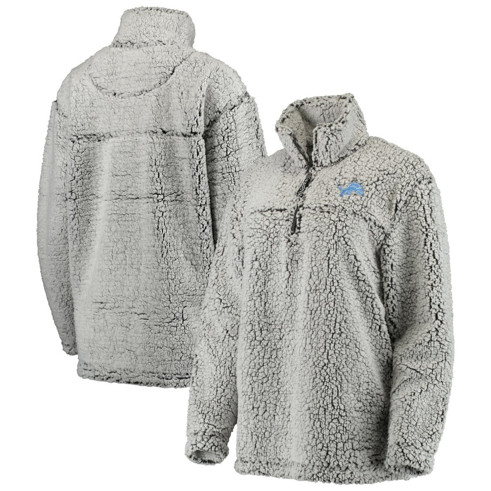 Detroit Lions Women's Sherpa Quarter-Zip Pullover Jacket - Gray Pullover