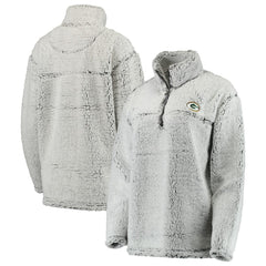 Green Bay Packers Women's Sherpa Quarter-Zip Pullover Jacket - Gray Pullover