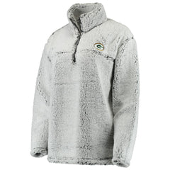 Green Bay Packers Women's Sherpa Quarter-Zip Pullover Jacket - Gray Pullover