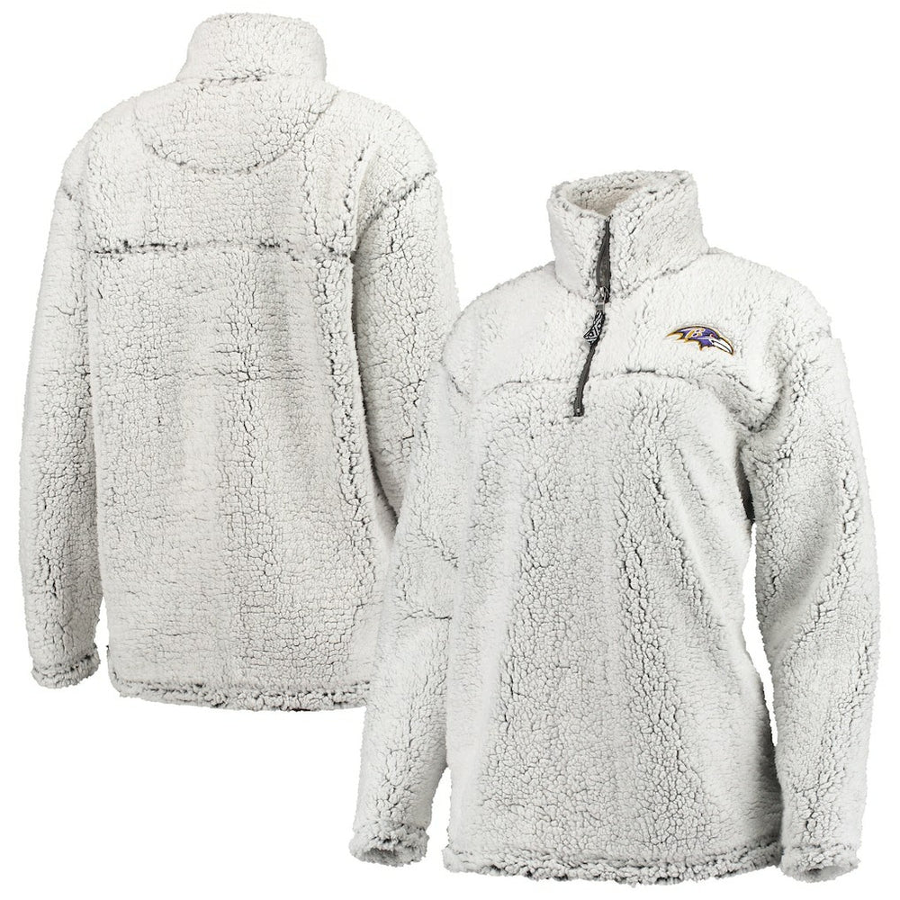 Baltimore Ravens G-III 4Her by Carl Banks Women's Sherpa Quarter-Zip Pullover Jacket - Gray Pullover