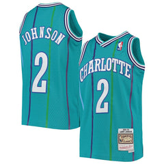 Larry Johnson Charlotte Hornets Youth 1992/93 Hardwood Classics Swingman Jersey Teal - Mitchell & Ness