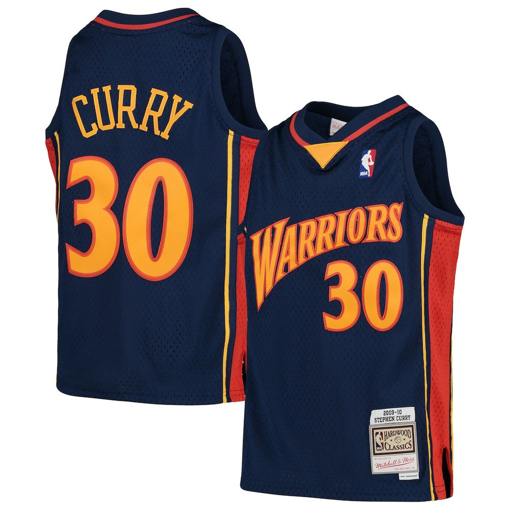 Stephen Curry Golden State Warriors Youth 2009-10 Hardwood Classics Swingman Throwback Jersey Navy - Mitchell & Ness