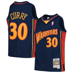 Stephen Curry Golden State Warriors Youth 2009-10 Hardwood Classics Swingman Throwback Jersey Navy - Mitchell & Ness