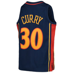 Stephen Curry Golden State Warriors Youth 2009-10 Hardwood Classics Swingman Throwback Jersey Navy - Mitchell & Ness
