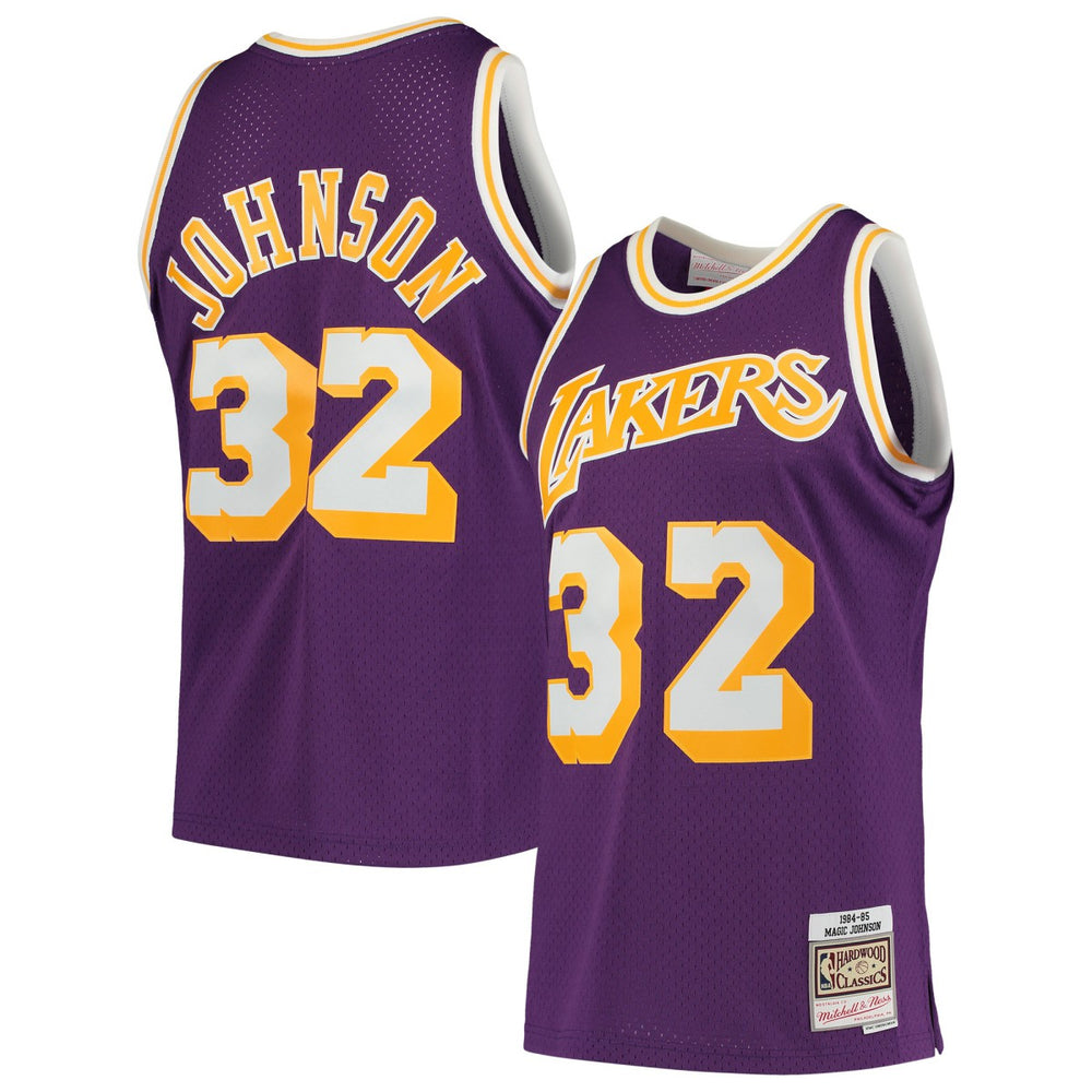 Magic Johnson Los Angeles Lakers 1984/85 Hardwood Classics Swingman Jersey Purple - Mitchell & Ness