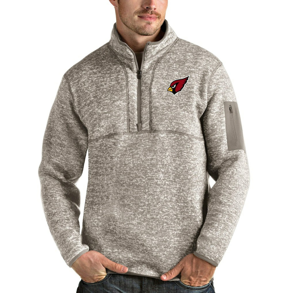 Arizona Cardinals Antigua Fortune Quarter-Zip Pullover Jacket - Oatmeal Pullover