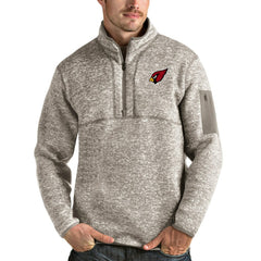 Arizona Cardinals Antigua Fortune Quarter-Zip Pullover Jacket - Oatmeal Pullover