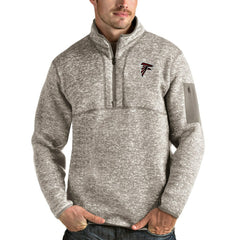 Atlanta Falcons Antigua Fortune Quarter-Zip Pullover Jacket - Oatmeal Pullover