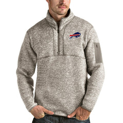Buffalo Bills Antigua Fortune Quarter-Zip Pullover Jacket - Oatmeal Pullover