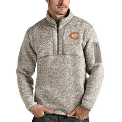 Chicago Bears Antigua Fortune Quarter-Zip Pullover Jacket - Oatmeal Pullover