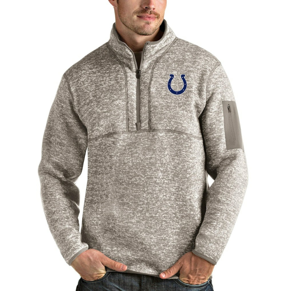 Indianapolis Colts Antigua Fortune Quarter-Zip Pullover Jacket - Oatmeal Pullover