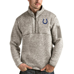 Indianapolis Colts Antigua Fortune Quarter-Zip Pullover Jacket - Oatmeal Pullover