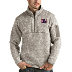 New York Giants Antigua Fortune Quarter-Zip Pullover Jacket - Oatmeal Pullover