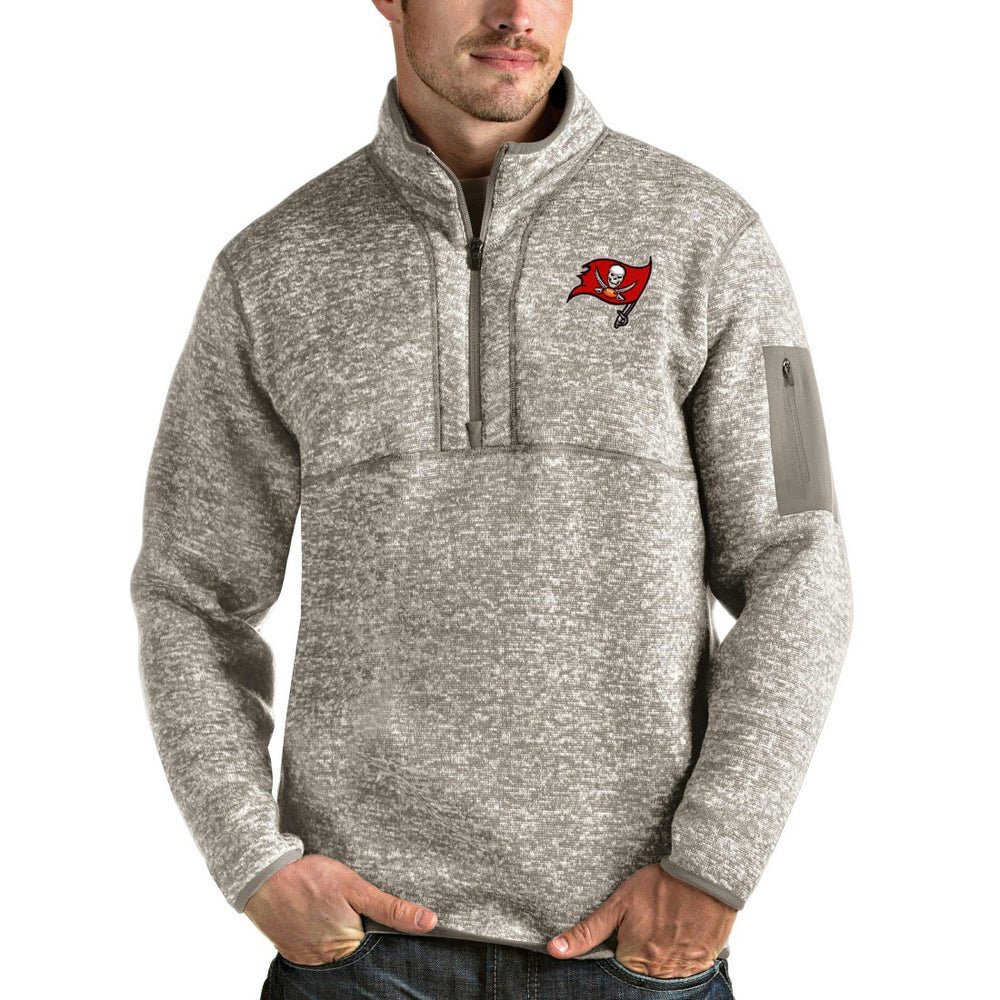 Tampa Bay Buccaneers Antigua Fortune Quarter-Zip Pullover Jacket - Oatmeal Pullover