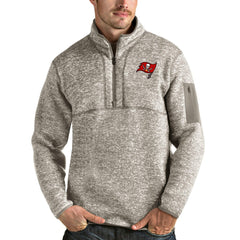 Tampa Bay Buccaneers Antigua Fortune Quarter-Zip Pullover Jacket - Oatmeal Pullover