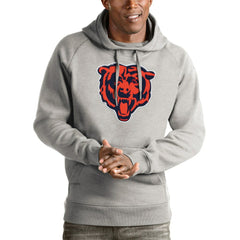 Chicago Bears Antigua Victory Pullover Hoodie - Heather Gray Hoodies