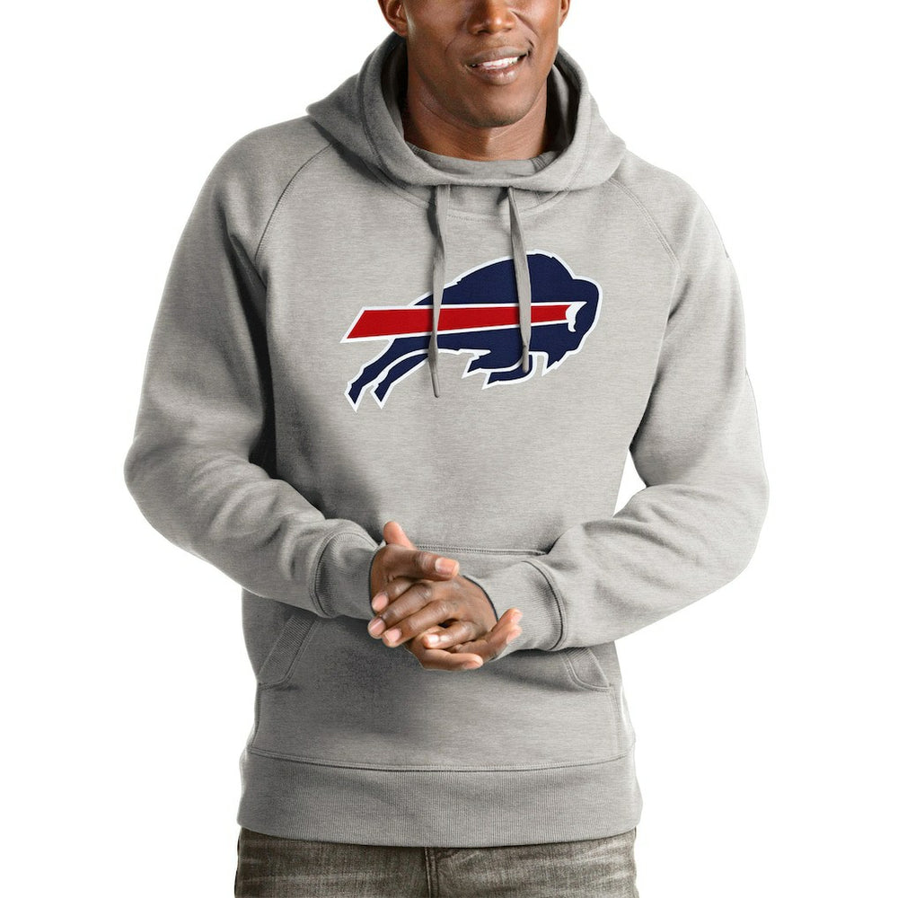 Buffalo Bills Antigua Victory Pullover Hoodie - Heathered Gray Hoodies