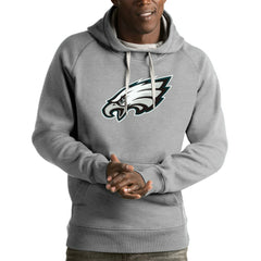 Philadelphia Eagles Antigua Victory Pullover Hoodie - Heather Gray Hoodies