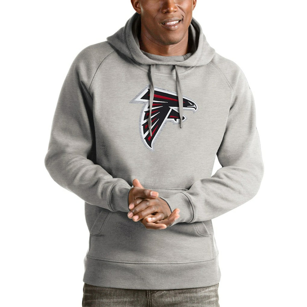 Atlanta Falcons Antigua Victory Pullover Hoodie - Heather Gray Hoodies