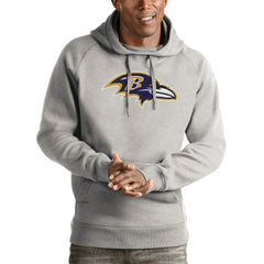 Baltimore Ravens Antigua Victory Pullover Hoodie - Heather Gray Hoodies