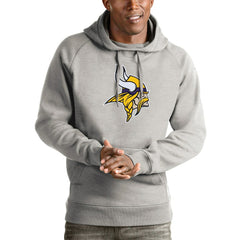 Minnesota Vikings Antigua Victory Pullover Hoodie - Heather Gray Hoodies