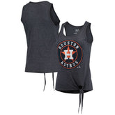 Houston Astros Majestic Threads Women's Scoop Neck Racerback Side Tie Tri-Blend Tank Top - Navy Tanks
