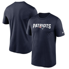 New England Patriots Wordmark Legend Performance T-Shirt - Navy T-shirts