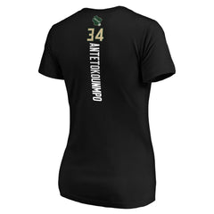 Giannis Antetokounmpo Milwaukee Bucks Women's Playmaker Name & Number V-Neck T-Shirt Black