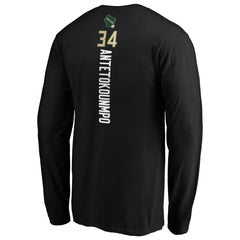 Giannis Antetokounmpo Milwaukee Bucks Playmaker Name & Number Long Sleeve T-Shirt Black outlet