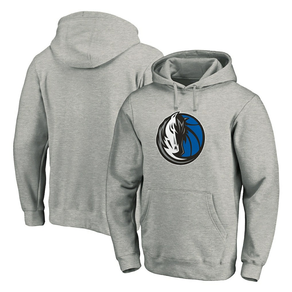 Dallas Mavericks Team Primary Logo Fitted Pullover Hoodie Heather Gray - Fanatics