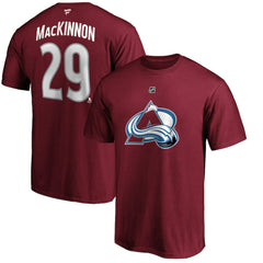 Nathan MacKinnon Colorado Avalanche Fanatics Authentic Stack Player Name & Number T-Shirt - Burgundy | US 3706505