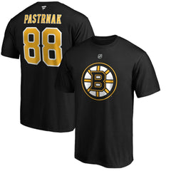 David Pastrnak Boston Bruins Fanatics Authentic Stack Player Name & Number T-Shirt - Black | US 3706517