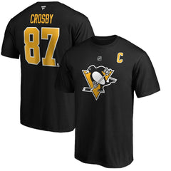 Sidney Crosby Pittsburgh Penguins Fanatics Authentic Stack Player Name & Number T-Shirt - Black | US 3706521