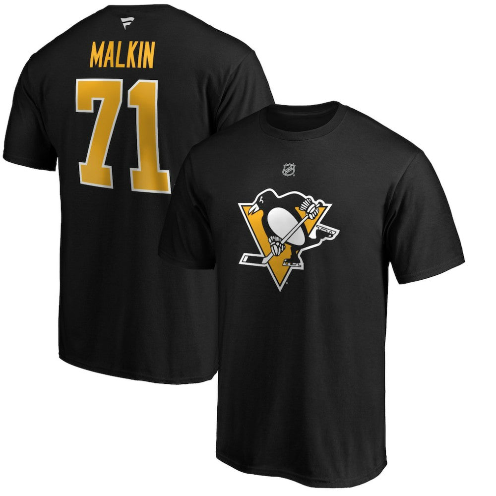 Evgeni Malkin Pittsburgh Penguins Fanatics Authentic Stack Player Name & Number T-Shirt - Black | US 3706523